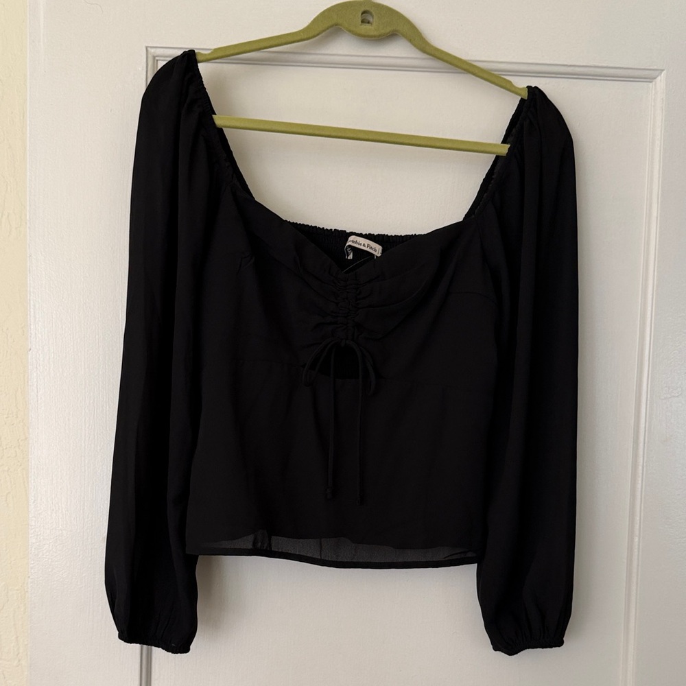 Abercrombie & Fitch Black Ruched Blouse